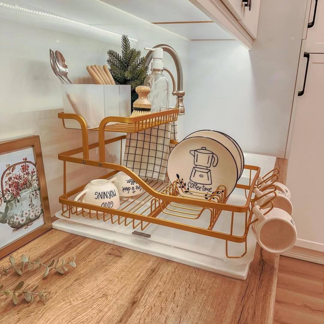 مطبقيه ألومنيوم مقاس 60 سم – تصميم عملي ومتين ضد الصدأ مع صينية تصريف