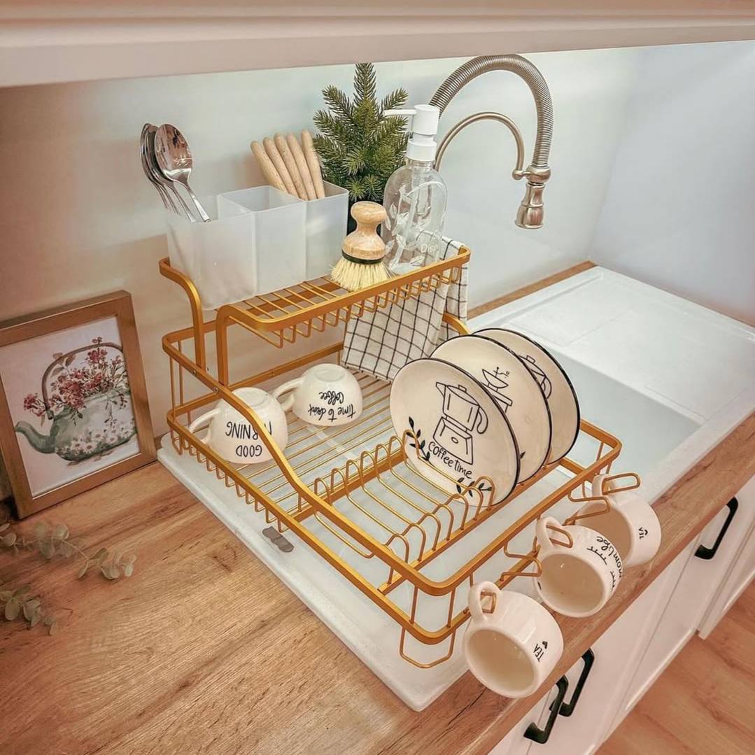 مطبقيه ألومنيوم مقاس 60 سم – تصميم عملي ومتين ضد الصدأ مع صينية تصريف