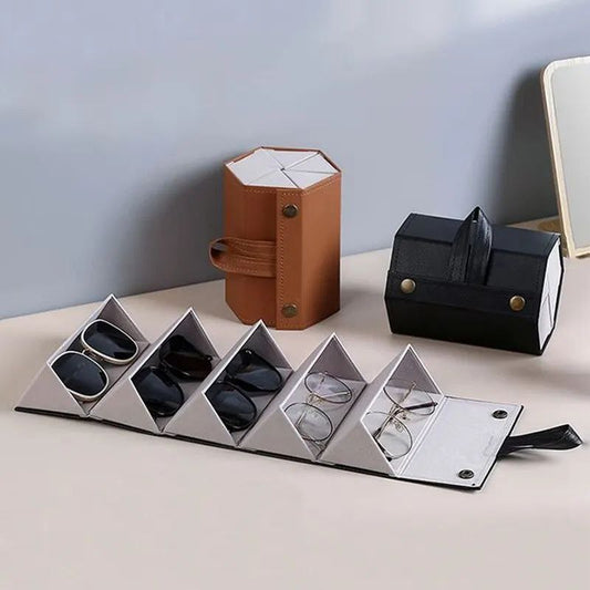 منظم نظارات جلد 5 خانات – لحماية النظارات والإكسسوارات بمظهر أنيق وفخم