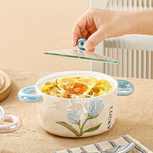 حلة بورسلين بغطاء – تصميم ورد