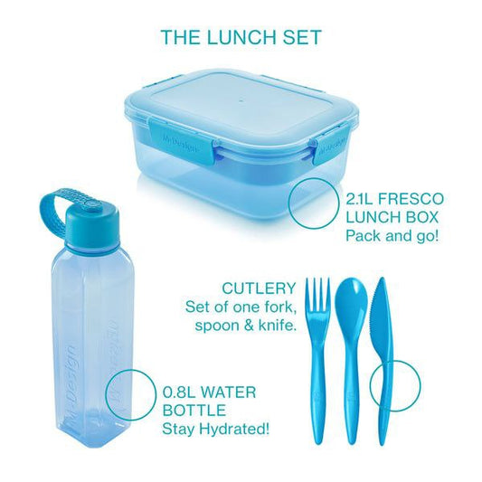 🥗💧 طقم لانش بوكس وزجاجة M Design – كل وجبتك ومشروبك في طقم واحد أنيق
