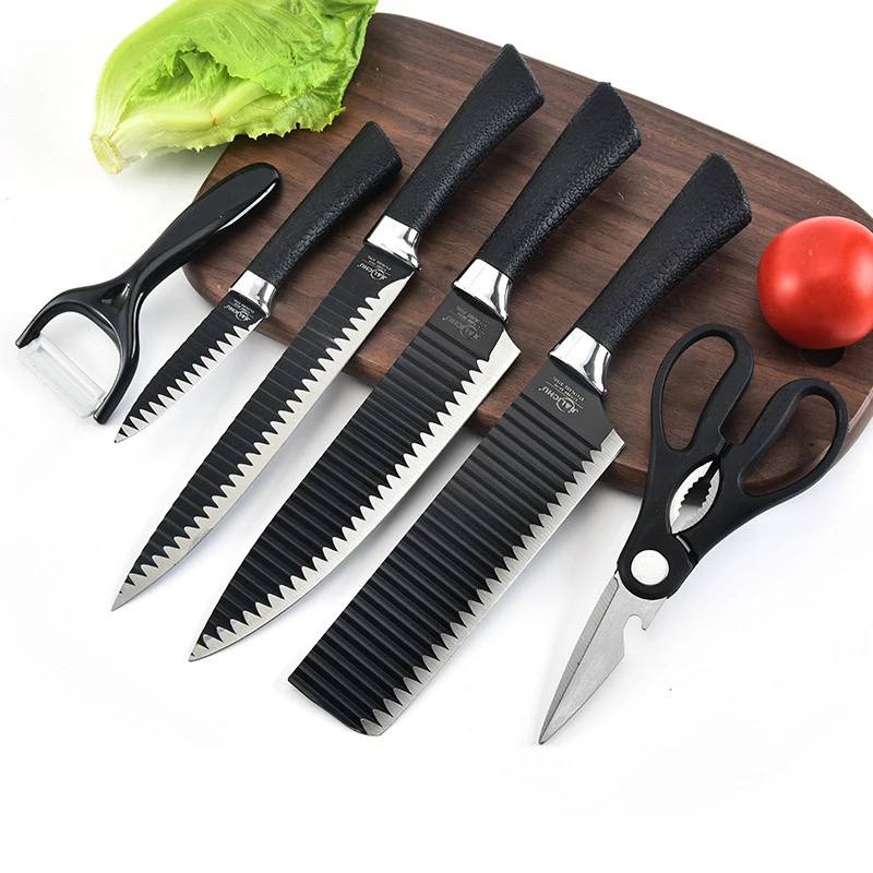 🔪 طقم سكاكين 6 قطع في علبة جرانيت – أدواتك الأساسية في المطبخ