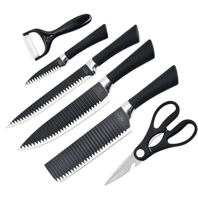 🔪 طقم سكاكين 6 قطع في علبة جرانيت – أدواتك الأساسية في المطبخ
