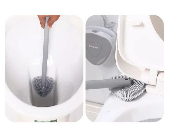 🚽 فرشاة مرحاض مع حامل – تصميم مثلث سيليكون للتنظيف العميق
