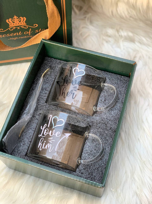 طقم مج كابلز بيركس حراري — 2 كوب + 2 معلقة ستانلس، هدية شيك ومميزة