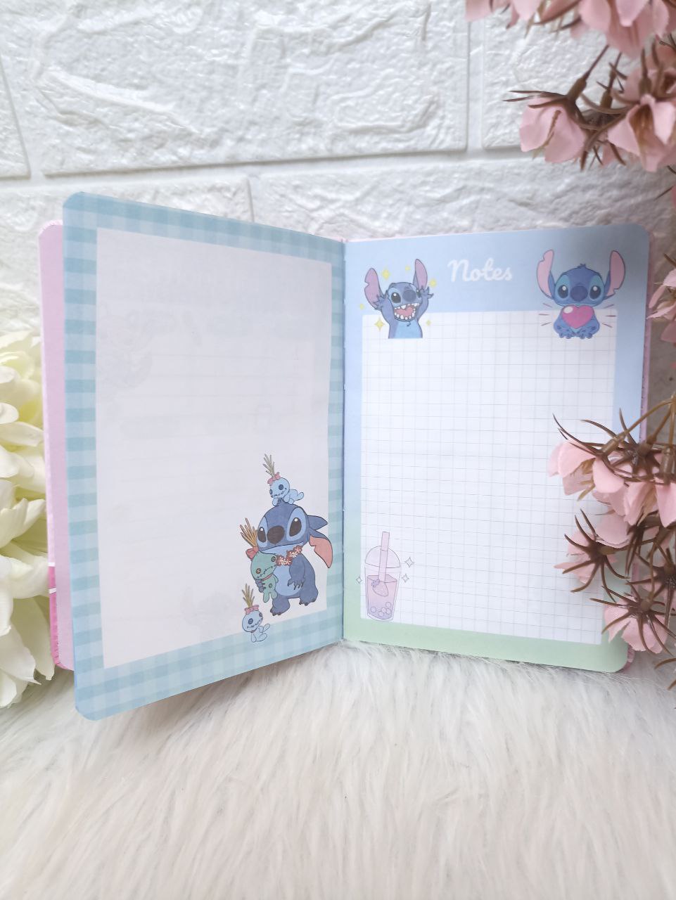 نوت بوك استيتش To Do List – الحجم الكبير مع غلاف مجسم 💙🤍✨