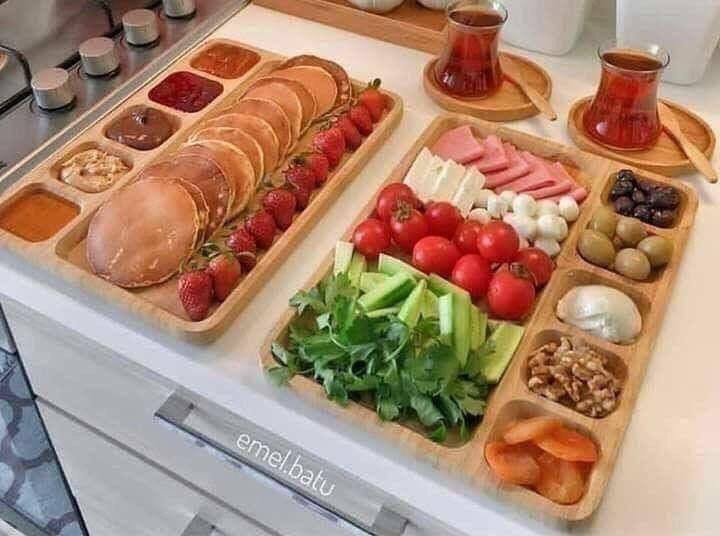 أورديف وسرفيس تقديم خشب ♥ مقسم 5 خانات + 5 كوستر هدية | شكل شيك وخامة ممتازة 🪵🍽️
