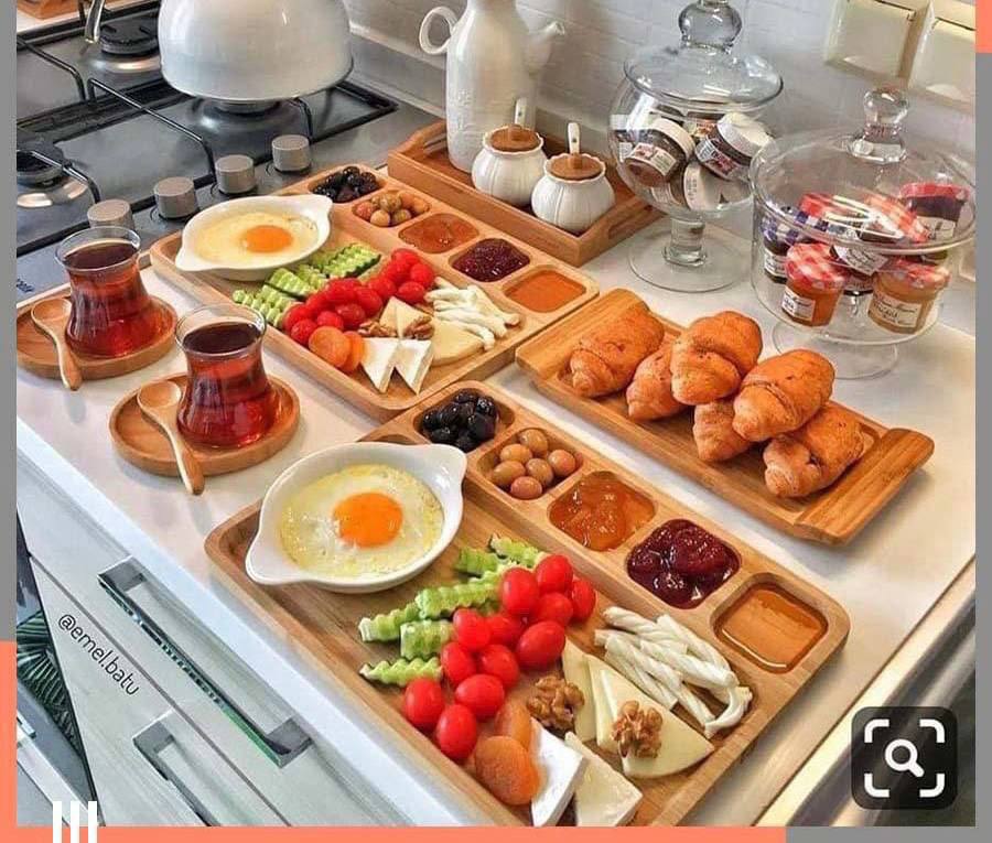 أورديف وسرفيس تقديم خشب ♥ مقسم 5 خانات + 5 كوستر هدية | شكل شيك وخامة ممتازة 🪵🍽️