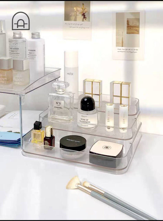 منظم سلم متعدد الاستخدامات من الأكريليك – أنيق وعملي لـ الميكب، المطبخ، والمكتب