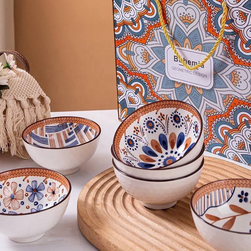 طقم بولات بورسلين أندلسي 🍱🍜 – 4 أو 6 قطع بتصميم أنيق وألوان مبهجة