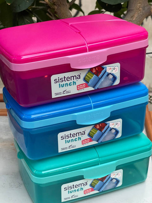 لانش بوكس Sistema بسعة 1.5 لتر + زجاجة عصير صغيرة – تصميم عملي لتنظيم مثالي لوجباتك اليومية