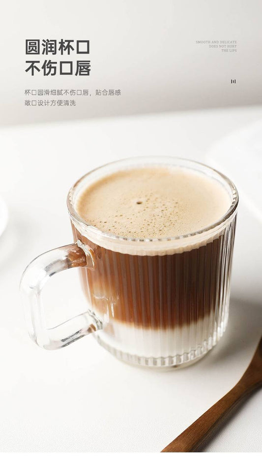 طقم مج زجاج حراري مضلع – لمشروباتك بشكل أنيق ودافئ 🌸🔥