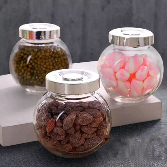 طقم برطمانات توابل سعة 200 مل × 4 قطع – تصميم مستوحى من إيكيا بغطاء سيلفر محكم