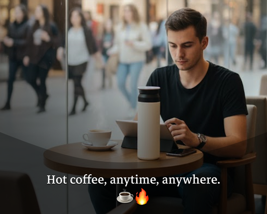 مج حراري 500مل – تصميم أنيق يحفظ الحرارة والبرودة | كوب سفر مقاوم للتسرب باللونين الأسود والكريمي