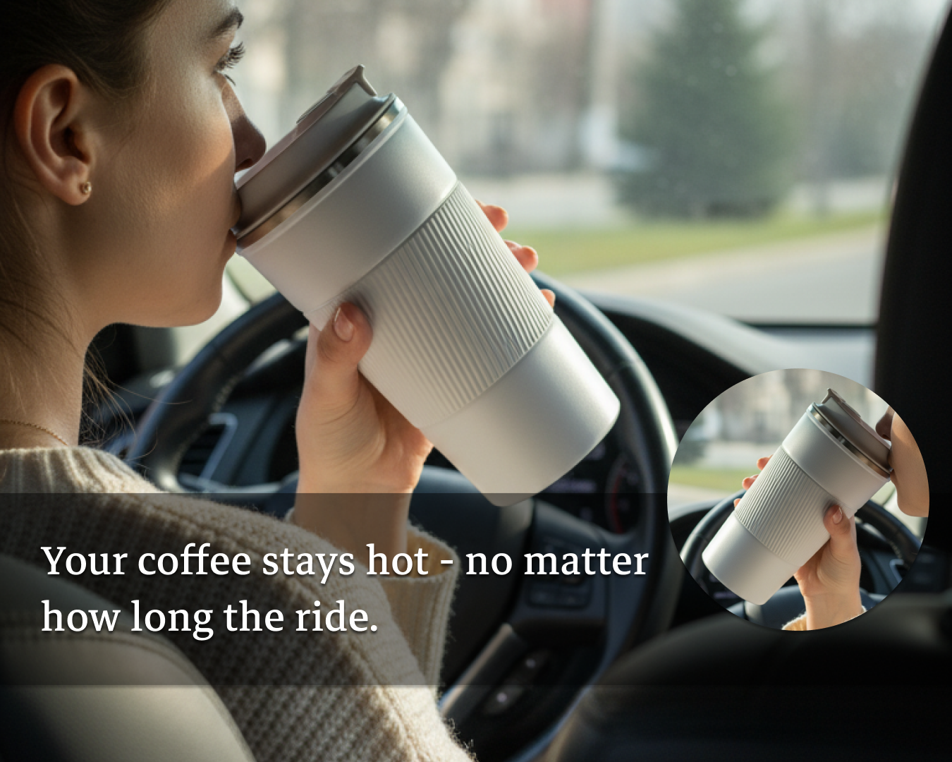 مج حراري 450 مل – يحفظ الحرارة والبرودة | كوب سفر أنيق بخامة بلاستيك حراري مقاوم للتسرب