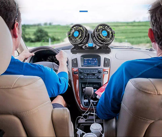 مروحة السيارة برأس مزدوج – 360 درجة دوران