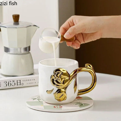 مج بورسلين فلاور بيد قاعدة جذع شجرة ذهبي