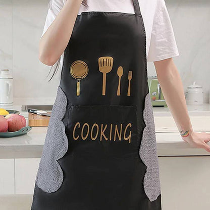 مريلة مطبخ ضد المياه والزيوت بفوطة وجيب – تصميم عملي للخدمة اليومية