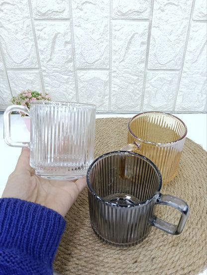 طقم مج شاي ونسكافيه كريستال بيور مضلع