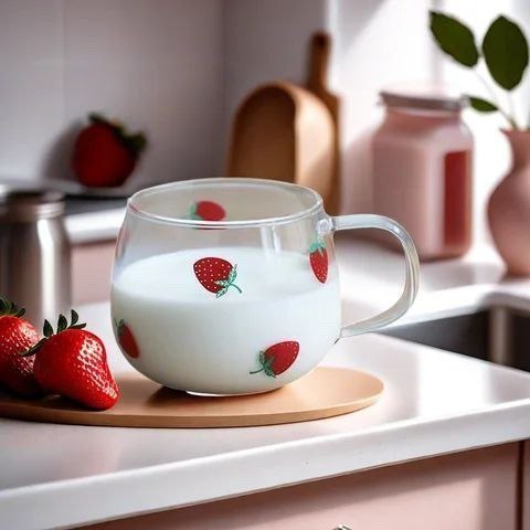 مج كابتشينو بايركس فراولة – تصميم بيضاوي مستورد 400ml