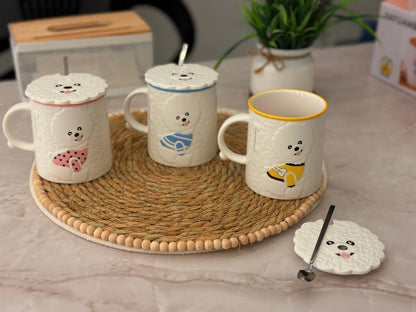 مج بورسلين مط حراري بغطاء ومعلقة – تصميم عصري فاخر للمشروبات الساخنة