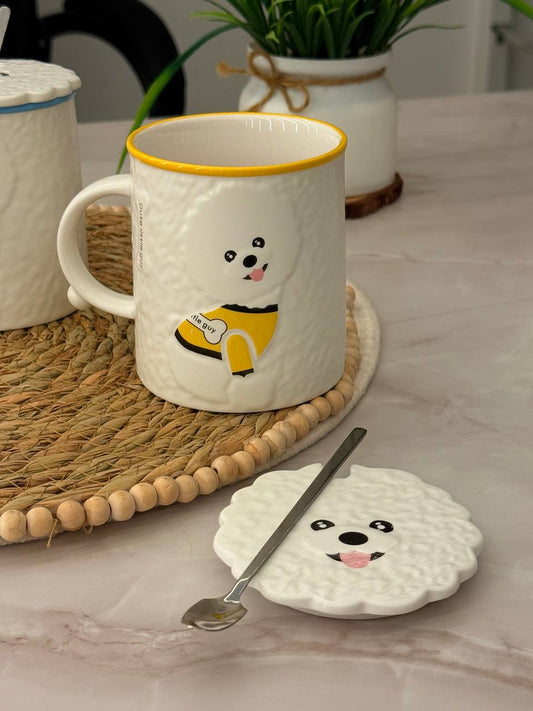 مج بورسلين مط حراري بغطاء ومعلقة – تصميم عصري فاخر للمشروبات الساخنة