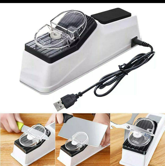 مسن سكاكين كهربائي USB متعدد الوظائف – يشحذ السكاكين والمقصات بسهولة وسرعة