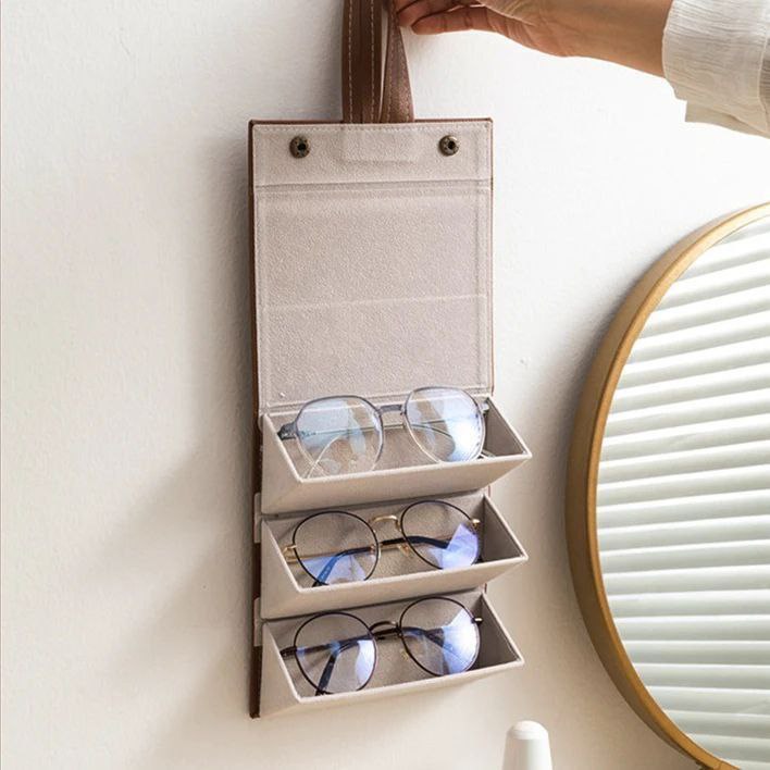 منظم نظارات جلد 5 خانات – لحماية النظارات والإكسسوارات بمظهر أنيق وفخم