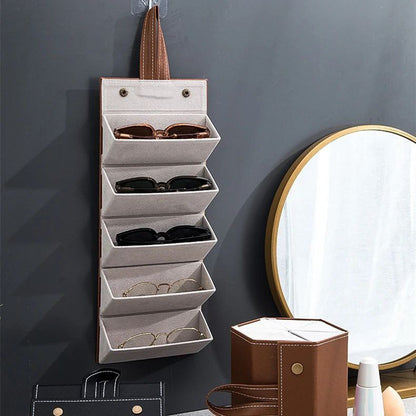 منظم نظارات جلد 5 خانات – لحماية النظارات والإكسسوارات بمظهر أنيق وفخم