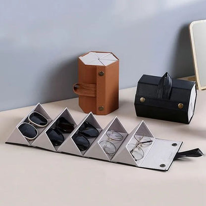 منظم نظارات جلد 5 خانات – لحماية النظارات والإكسسوارات بمظهر أنيق وفخم