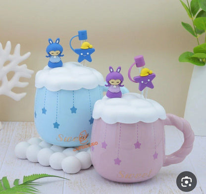 مج ديزني الدبدوب بورسلين بغطاء سيليكون وشاليموه زجاج