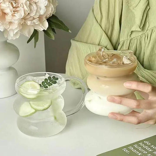 مج آيس كوفي زجاج 3 أدوار – تصميم أنيق لعشاق المشروبات الباردة