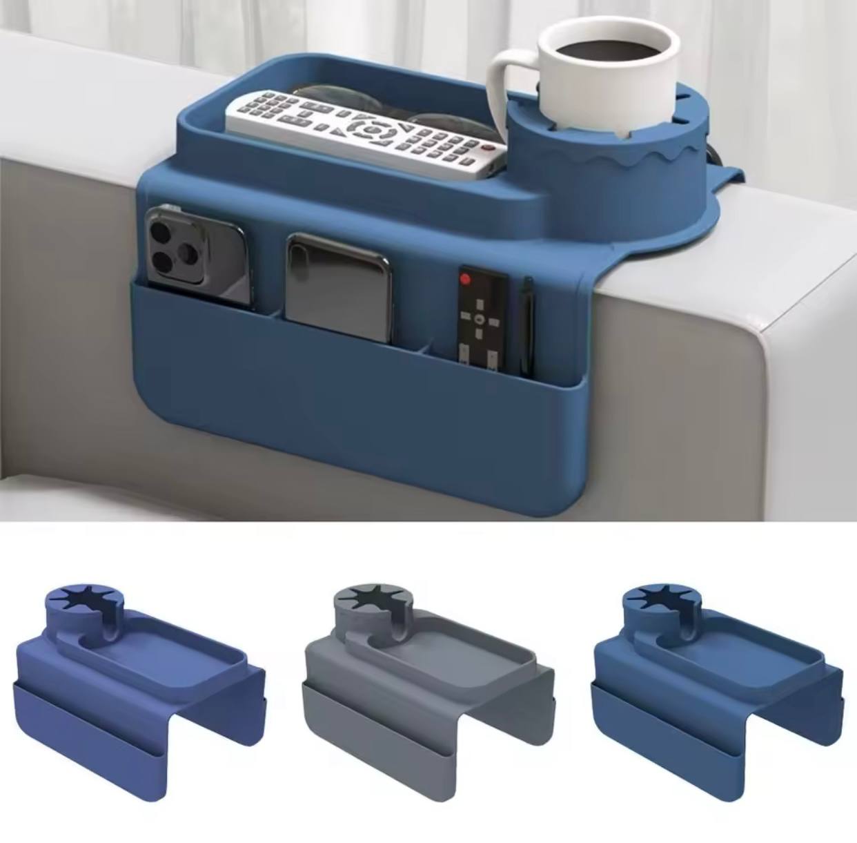 منظم ريموت وسيليكون أوروبي متعدد الاستخدام – حامل أكواب وموبايل بتصميم عصري