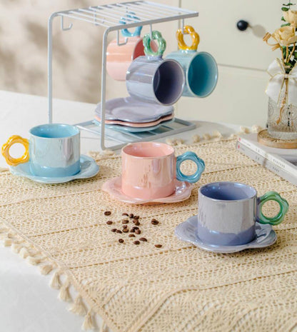 طقم شاي فاخر 13 قطعة مع حامل معدني ضد الصدأ – تصميم أنيق يضيف لمسة فخامة لتقديم الضيافة