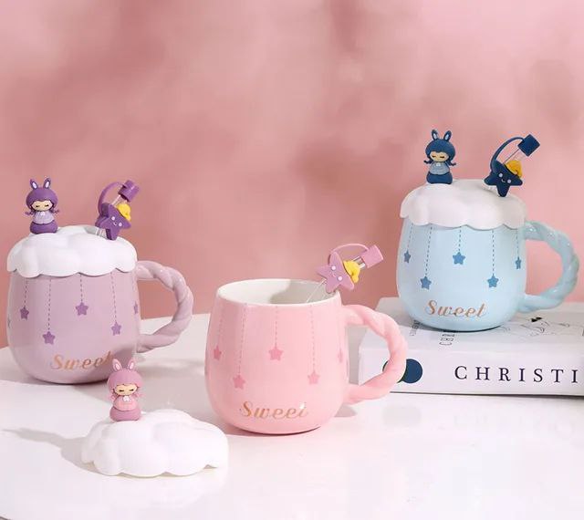 مج ديزني الدبدوب بورسلين بغطاء سيليكون وشاليموه زجاج