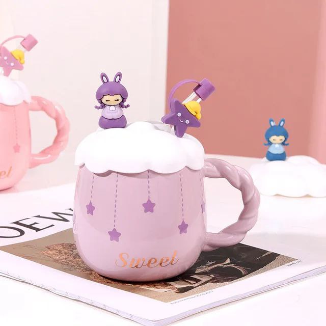 مج ديزني الدبدوب بورسلين بغطاء سيليكون وشاليموه زجاج