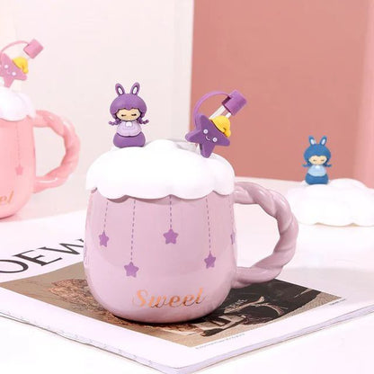 مج ديزني الدبدوب بورسلين بغطاء سيليكون وشاليموه زجاج