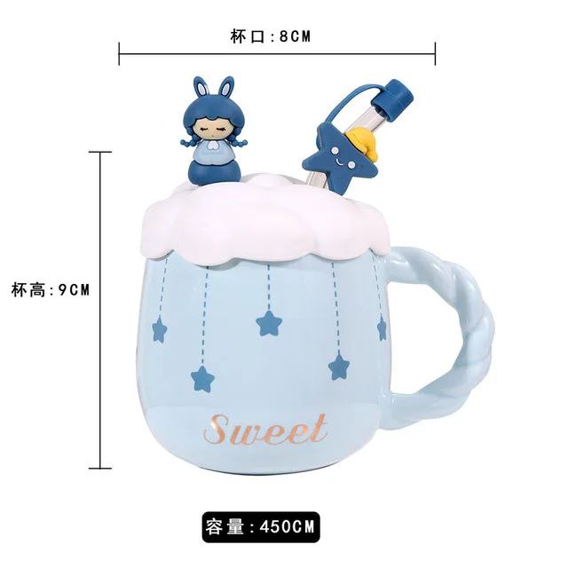 مج ديزني الدبدوب بورسلين بغطاء سيليكون وشاليموه زجاج