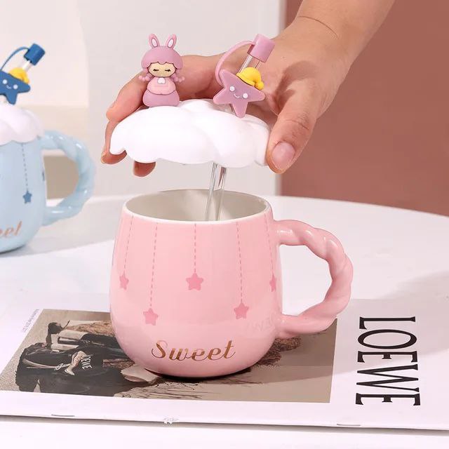 مج ديزني الدبدوب بورسلين بغطاء سيليكون وشاليموه زجاج