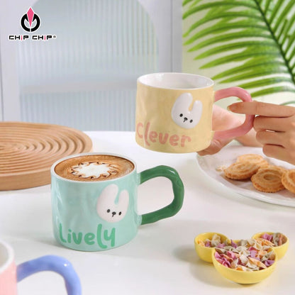 مج بورسلين Lovely بتصميم أرنوب مجسم – هدية أنيقة للمشروبات الساخنة والباردة