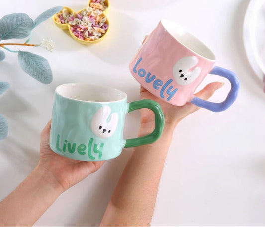 مج بورسلين Lovely بتصميم أرنوب مجسم – هدية أنيقة للمشروبات الساخنة والباردة