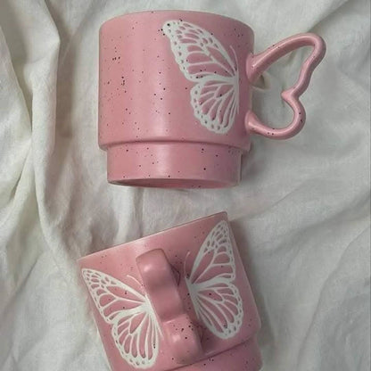 طقم مجات بورسلين 4 قطع – تصميم فراشة انيق