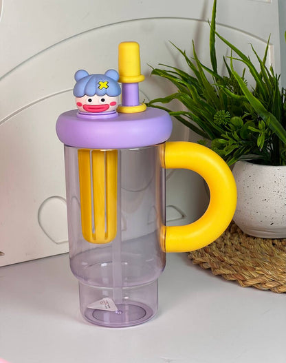 زجاجة أكريليك 900 مل للديتوكس والعصائر بغطاء مُحكم وشاليموه سيليكون