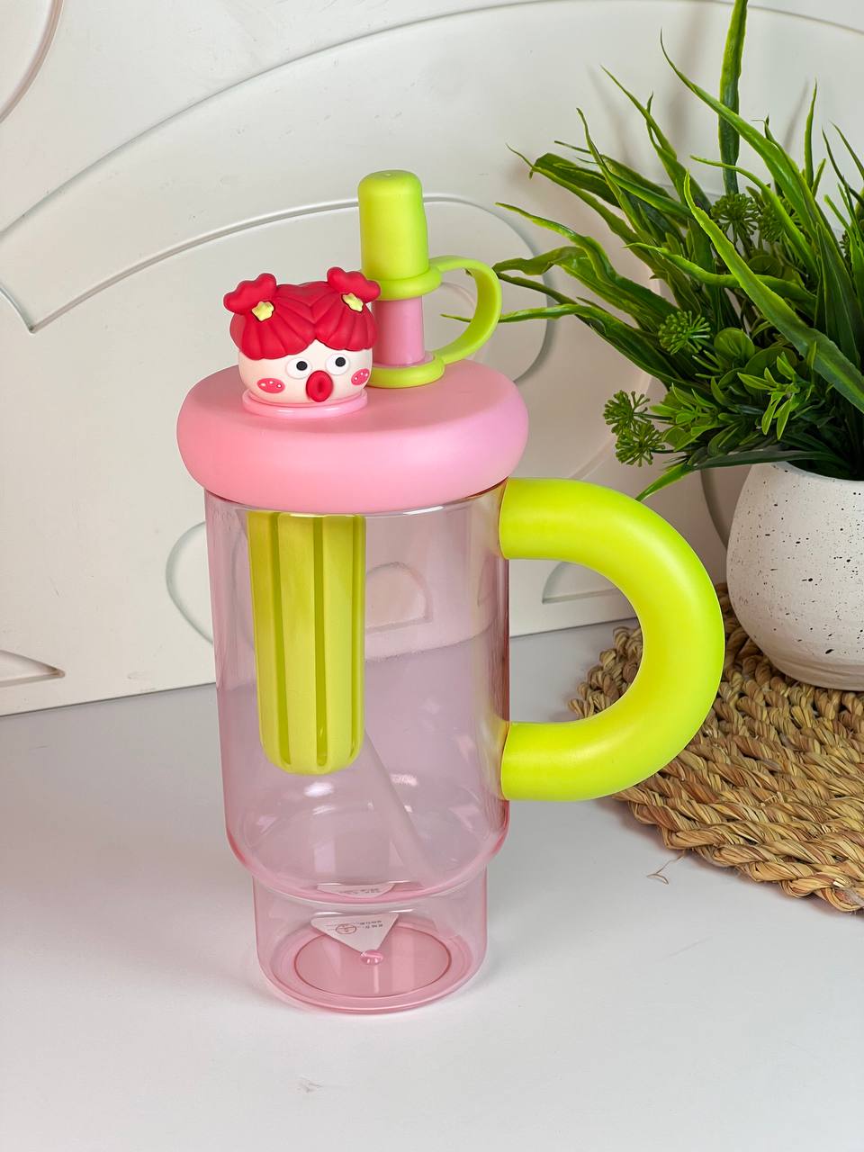 زجاجة أكريليك 900 مل للديتوكس والعصائر بغطاء مُحكم وشاليموه سيليكون