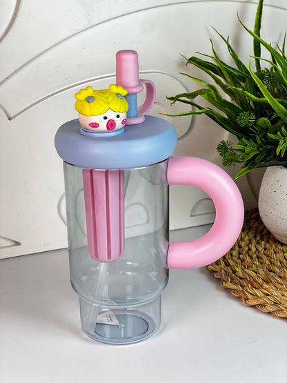 زجاجة أكريليك 900 مل للديتوكس والعصائر بغطاء مُحكم وشاليموه سيليكون