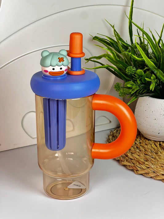 زجاجة أكريليك 900 مل للديتوكس والعصائر بغطاء مُحكم وشاليموه سيليكون