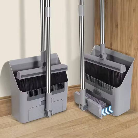 طقم جاروف ومقشة وفرشة 3×1 بمقبض طويل وتصميم عملي للتنظيف العميق