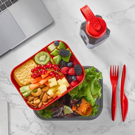 🥗💧 طقم لانش بوكس وزجاجة M Design – كل وجبتك ومشروبك في طقم واحد أنيق