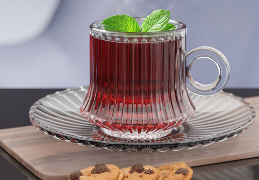 طقم شاي روبوستا فاخر – 6 مجات + 6 أطباق بتصميم عصري وأنيق