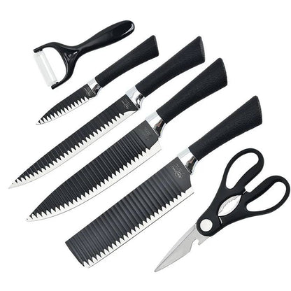 🔪 طقم سكاكين 6 قطع في علبة جرانيت – أدواتك الأساسية في المطبخ